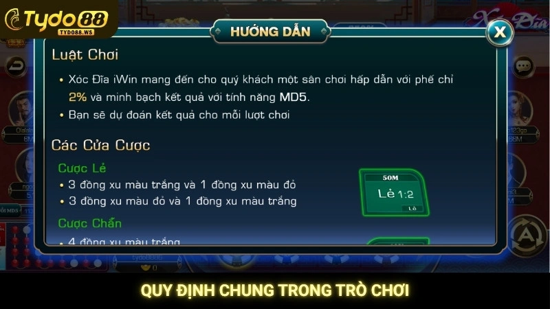 Xóc đĩa online - Mẹo đọc vị, soi cầu cực chuẩn tại Tydo88 3 Quy định chung trong trò chơi